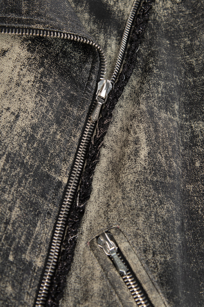 RARE 2000s Chanel Distressed Leather Biker Jacket