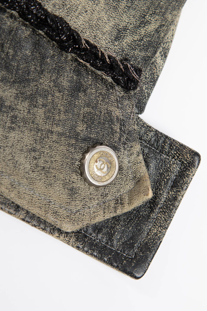 RARE 2000s Chanel Distressed Leather Biker Jacket