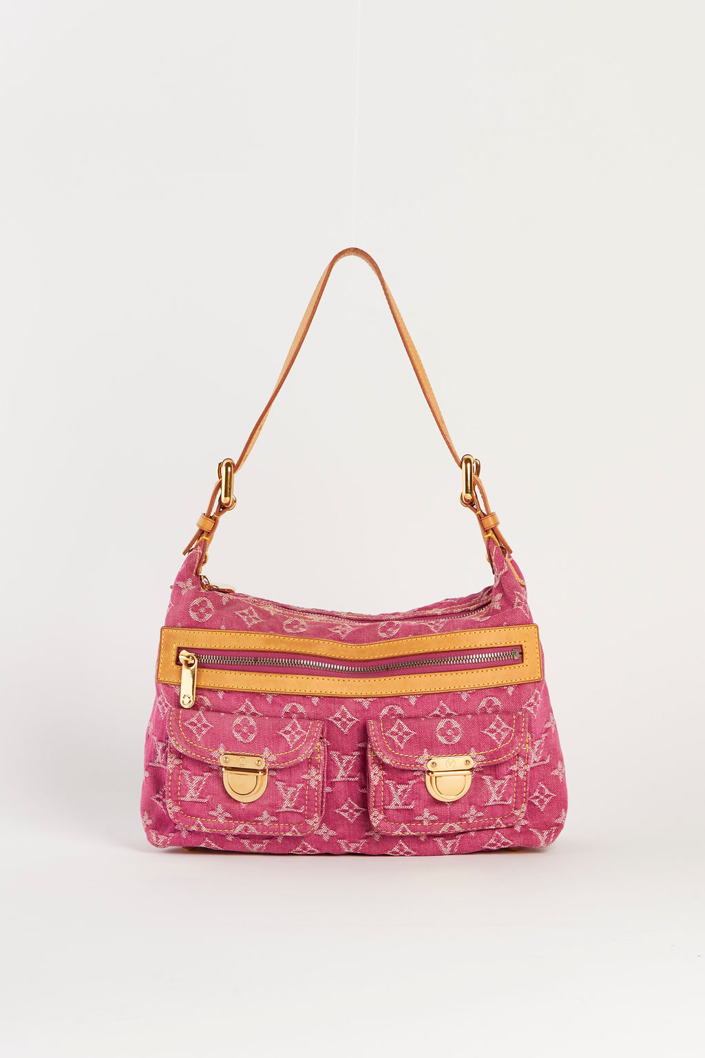 2000s Louis Vuitton Pink Denim Baggy PM Monogram Shoulder Bag