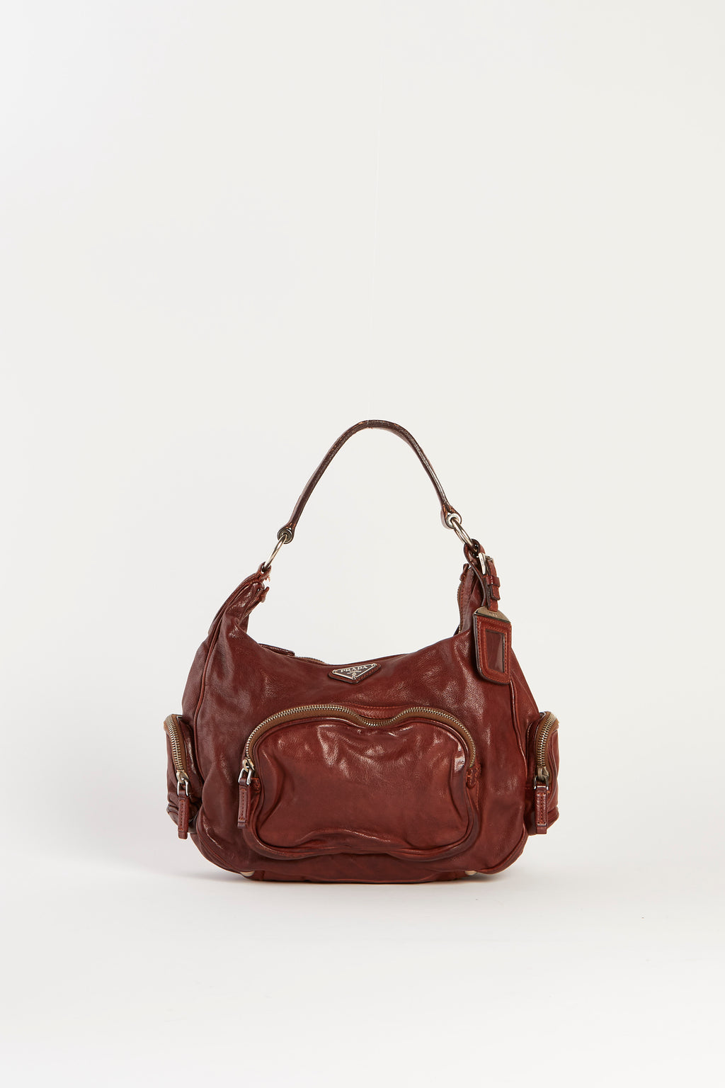 Vintage Prada Brown Leather Shoulder Bag