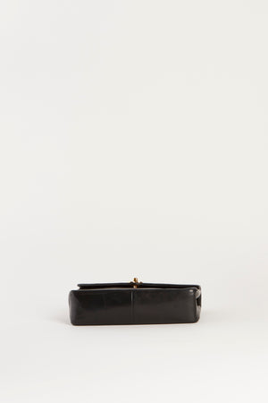 90s Chanel Black Lambskin Leather Shoulder Bag with 24k GHW