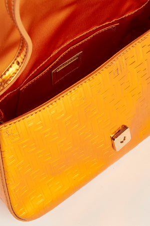 Y2K Fendi Orange Metallic Zucchino Shoulder Bag