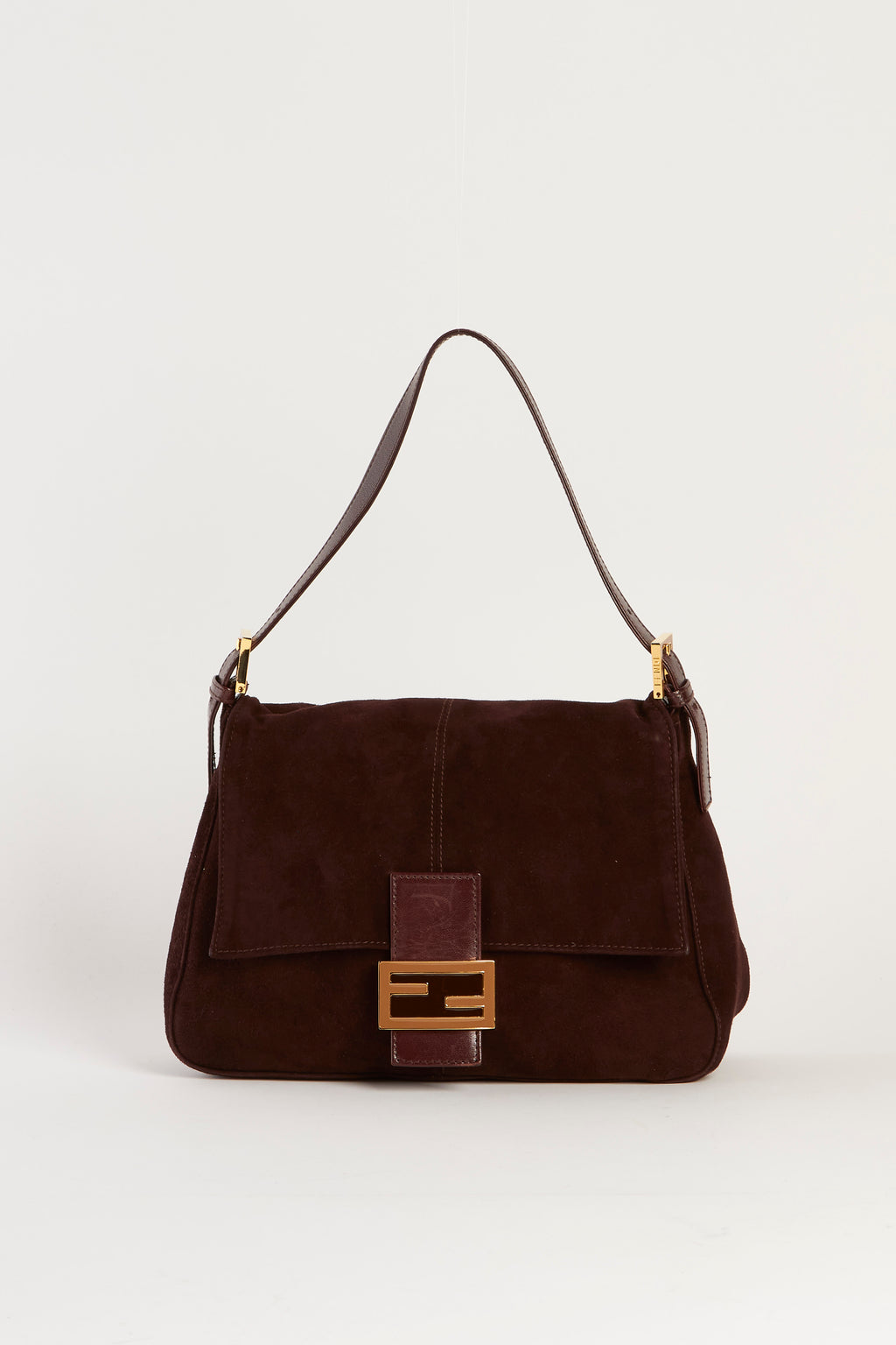 Vintage Fendi Brown Suede Mamma Shoulder Bag