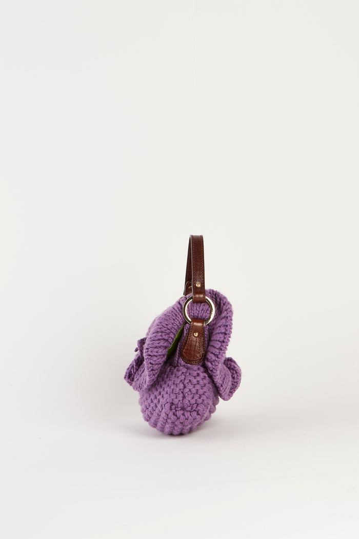 Vintage Fendi Purple Knitted Small Top Handle Bag