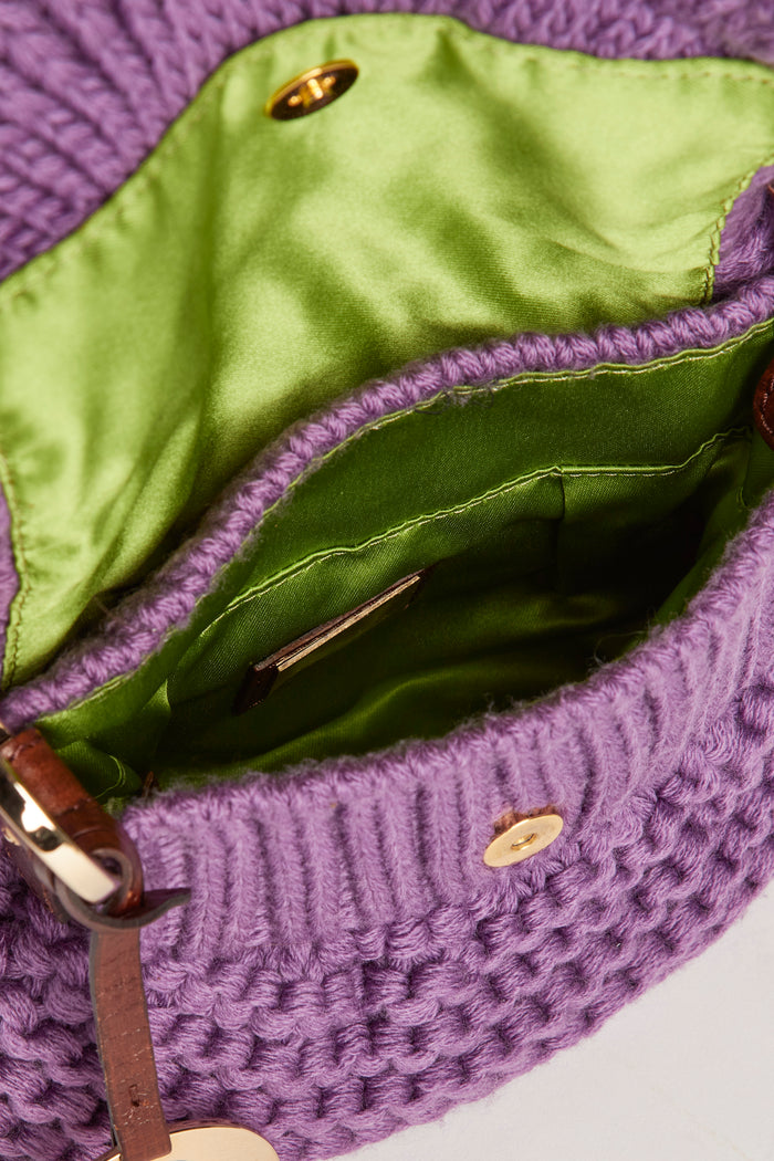 Vintage Fendi Purple Knitted Small Top Handle Bag