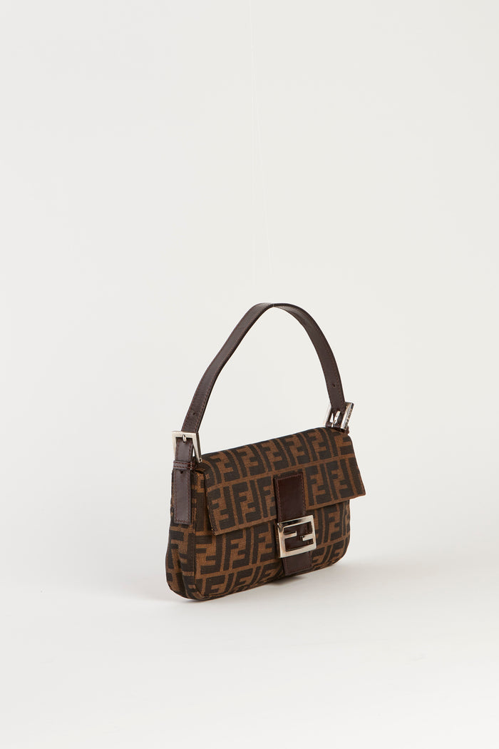 90s Fendi Zucca Baguette Monogram Shoulder Bag