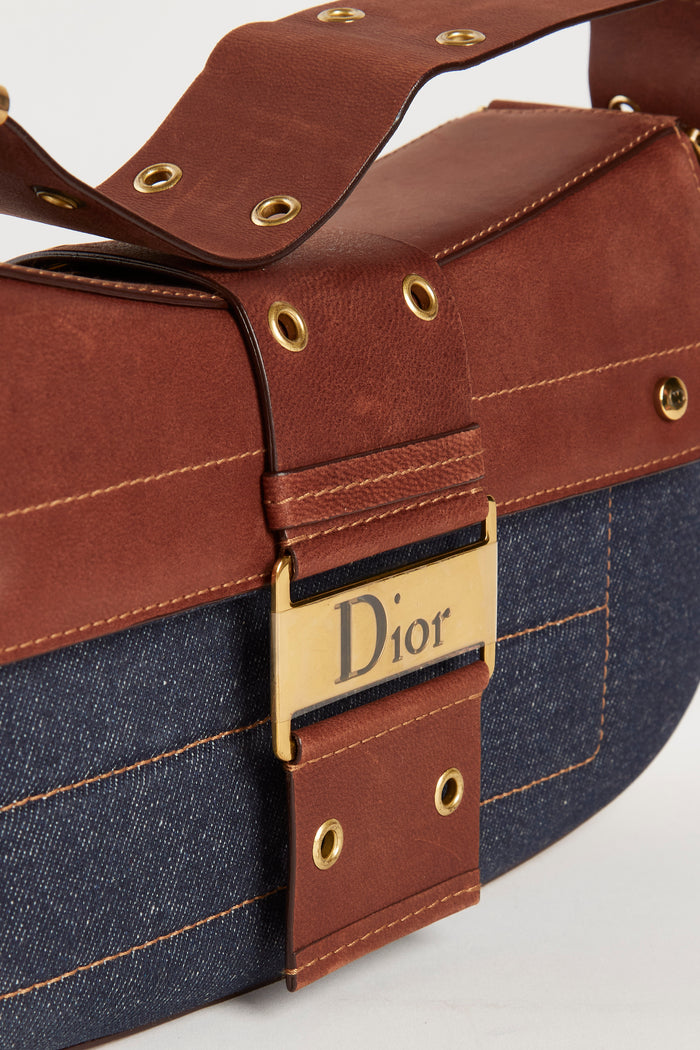 Vintage Christian Dior Denim Monogram Columbus Shoulder Bag