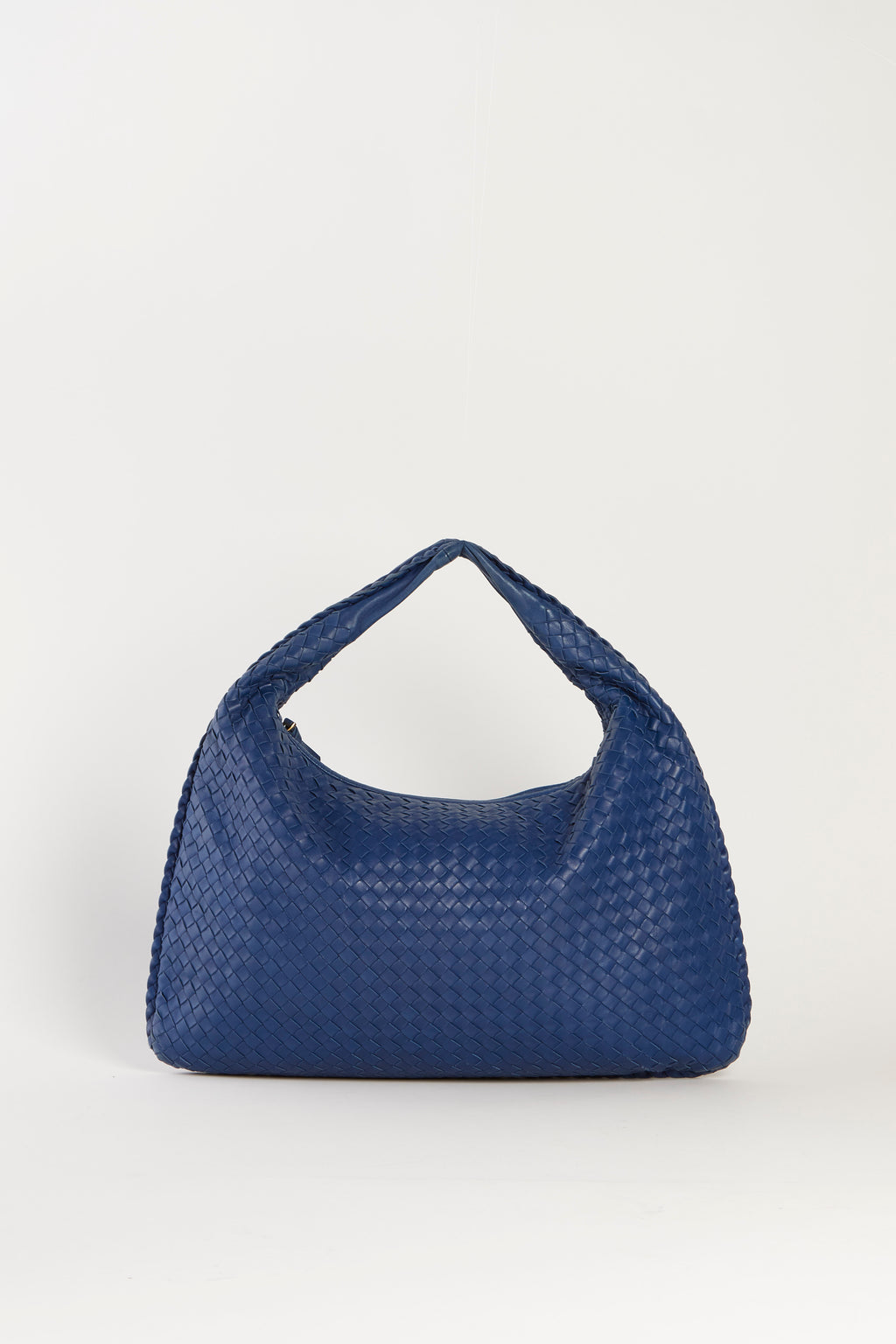 Vintage Bottega Veneta Cobalt Blue Intrecciato Shoulder Bag
