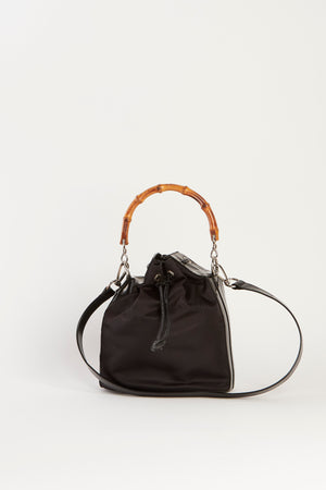 Vintage Gucci Black Bamboo Mini Bucket Bag