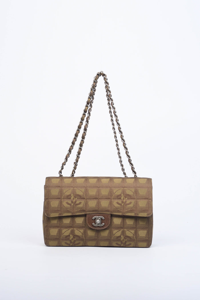 2000s Chanel Brown Travel Line Medium Single Flap Bag