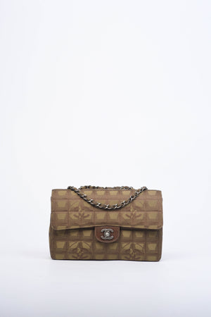 2000s Chanel Brown Travel Line Medium Single Flap Bag