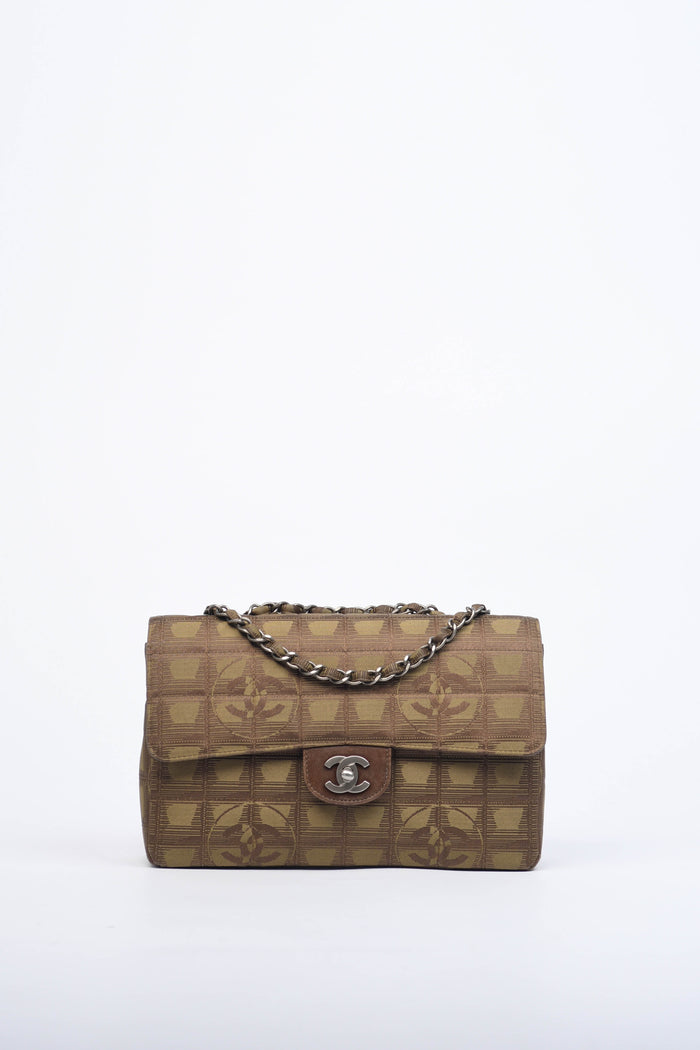 2000s Chanel Brown Travel Line Medium Single Flap Bag