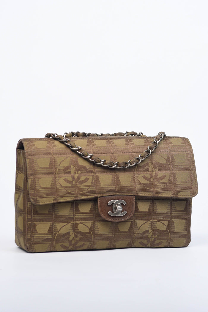 2000s Chanel Brown Travel Line Medium Single Flap Bag