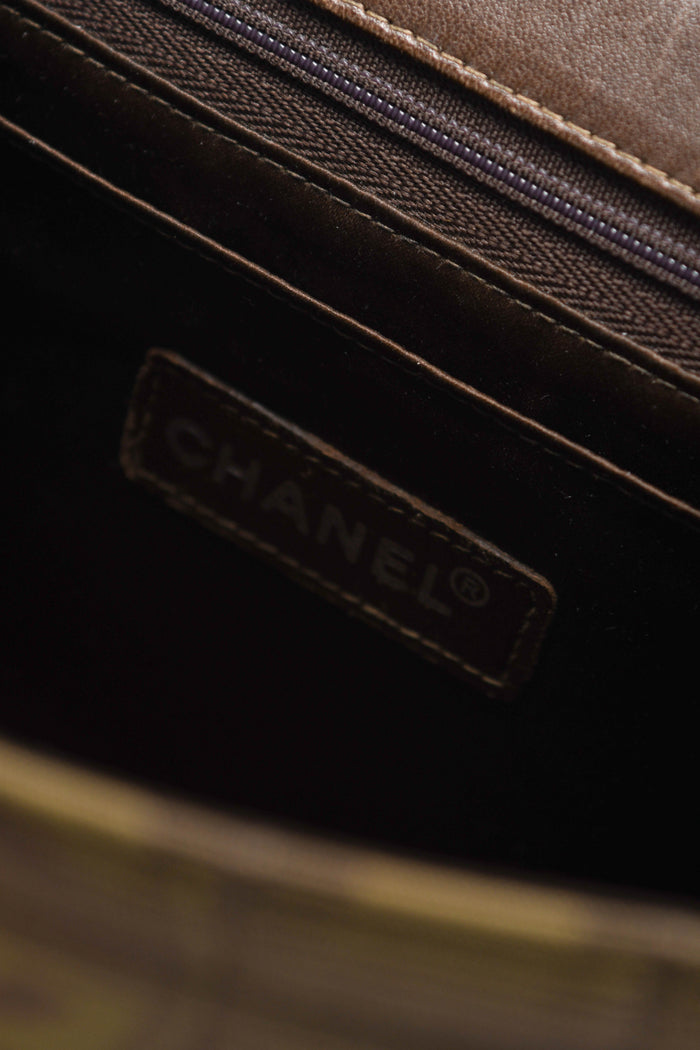 2000s Chanel Brown Travel Line Medium Single Flap Bag