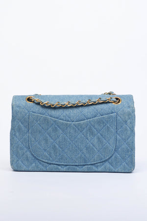 SUPER RARE Chanel Denim Small Double Classic Flap with 24k GHW