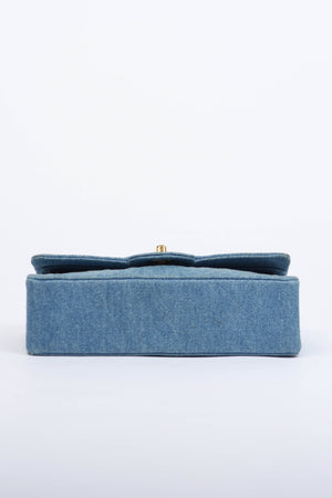 SUPER RARE Chanel Denim Small Double Classic Flap with 24k GHW