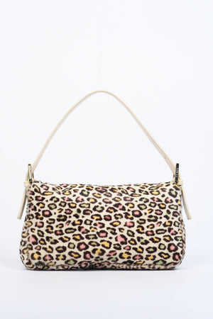 Vintage Fendi Multicoloured Leopard Print Pony Hair Baguette Shoulder Bag