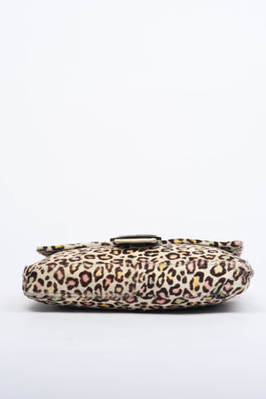 Vintage Fendi Multicoloured Leopard Print Pony Hair Baguette Shoulder Bag