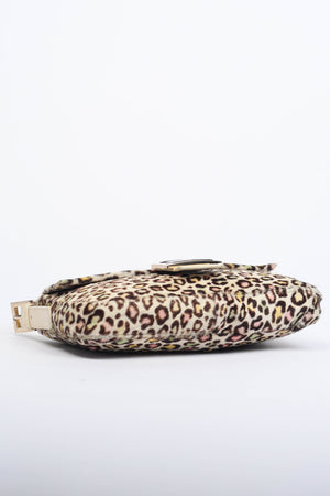 Vintage Fendi Multicoloured Leopard Print Pony Hair Baguette Shoulder Bag