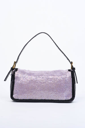 RARE Fendi Purple Beaded Baguette Shoulder Bag