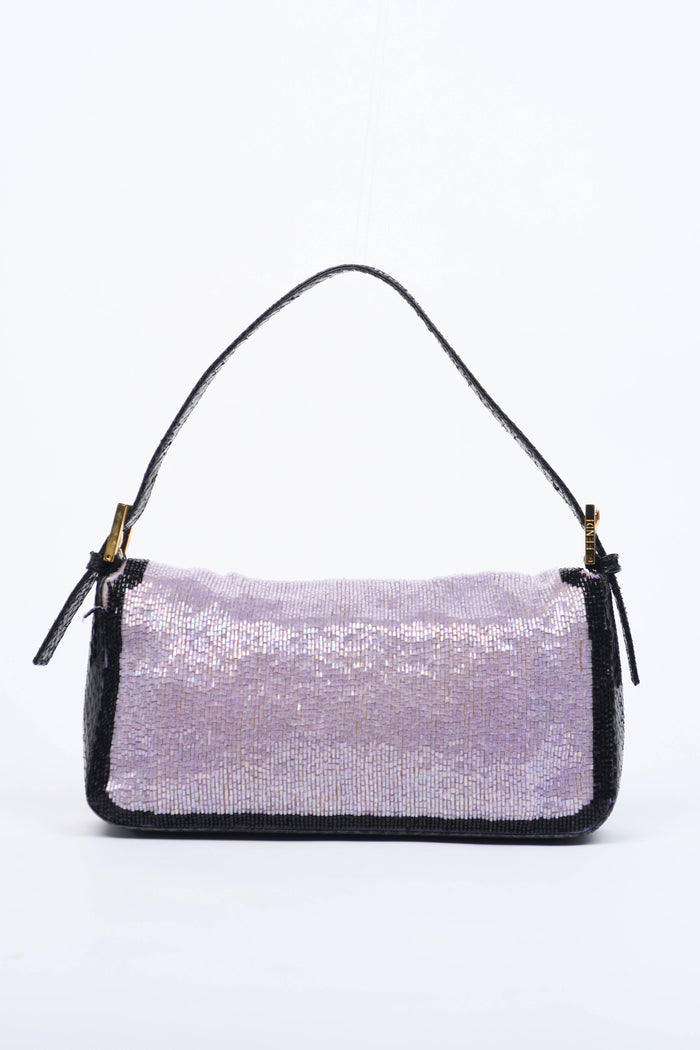RARE Fendi Purple Beaded Baguette Shoulder Bag