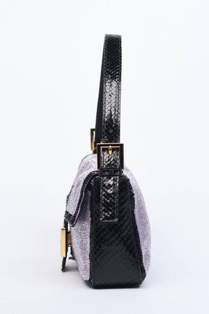 RARE Fendi Purple Beaded Baguette Shoulder Bag