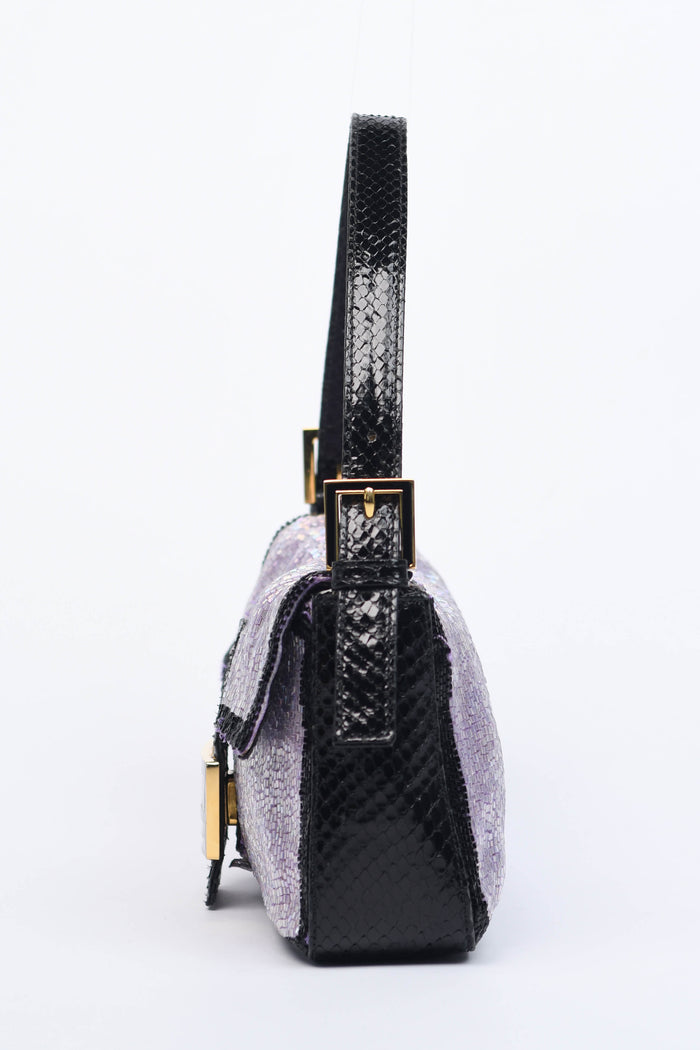 RARE Fendi Purple Beaded Baguette Shoulder Bag