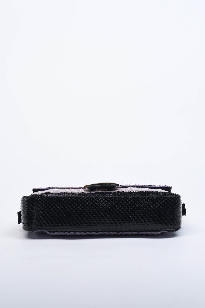 RARE Fendi Purple Beaded Baguette Shoulder Bag