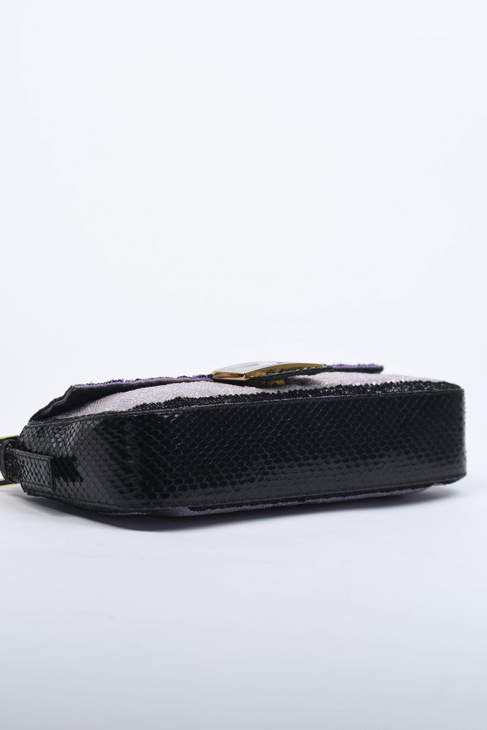RARE Fendi Purple Beaded Baguette Shoulder Bag