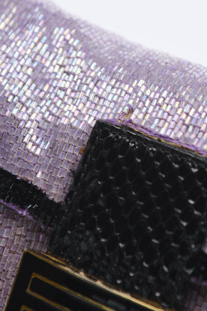 RARE Fendi Purple Beaded Baguette Shoulder Bag