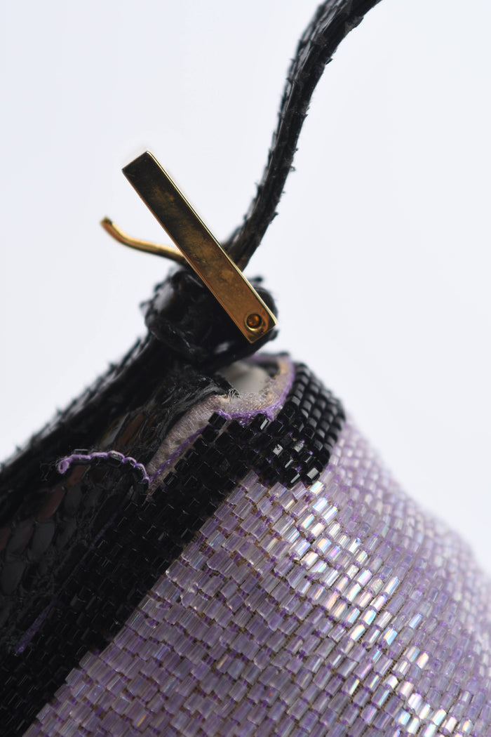 RARE Fendi Purple Beaded Baguette Shoulder Bag