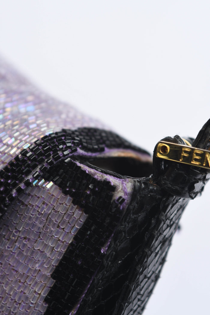RARE Fendi Purple Beaded Baguette Shoulder Bag