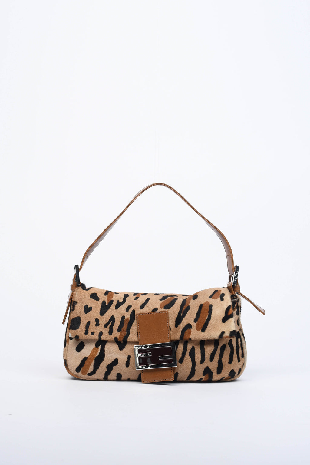 RARE Fendi Leopard Pony Hair Baguette Shoulder Bag