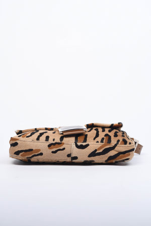 RARE Fendi Leopard Pony Hair Baguette Shoulder Bag