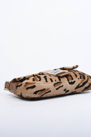RARE Fendi Leopard Pony Hair Baguette Shoulder Bag