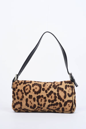 RARE Fendi Leopard Pony Hair Baguette Shoulder Bag