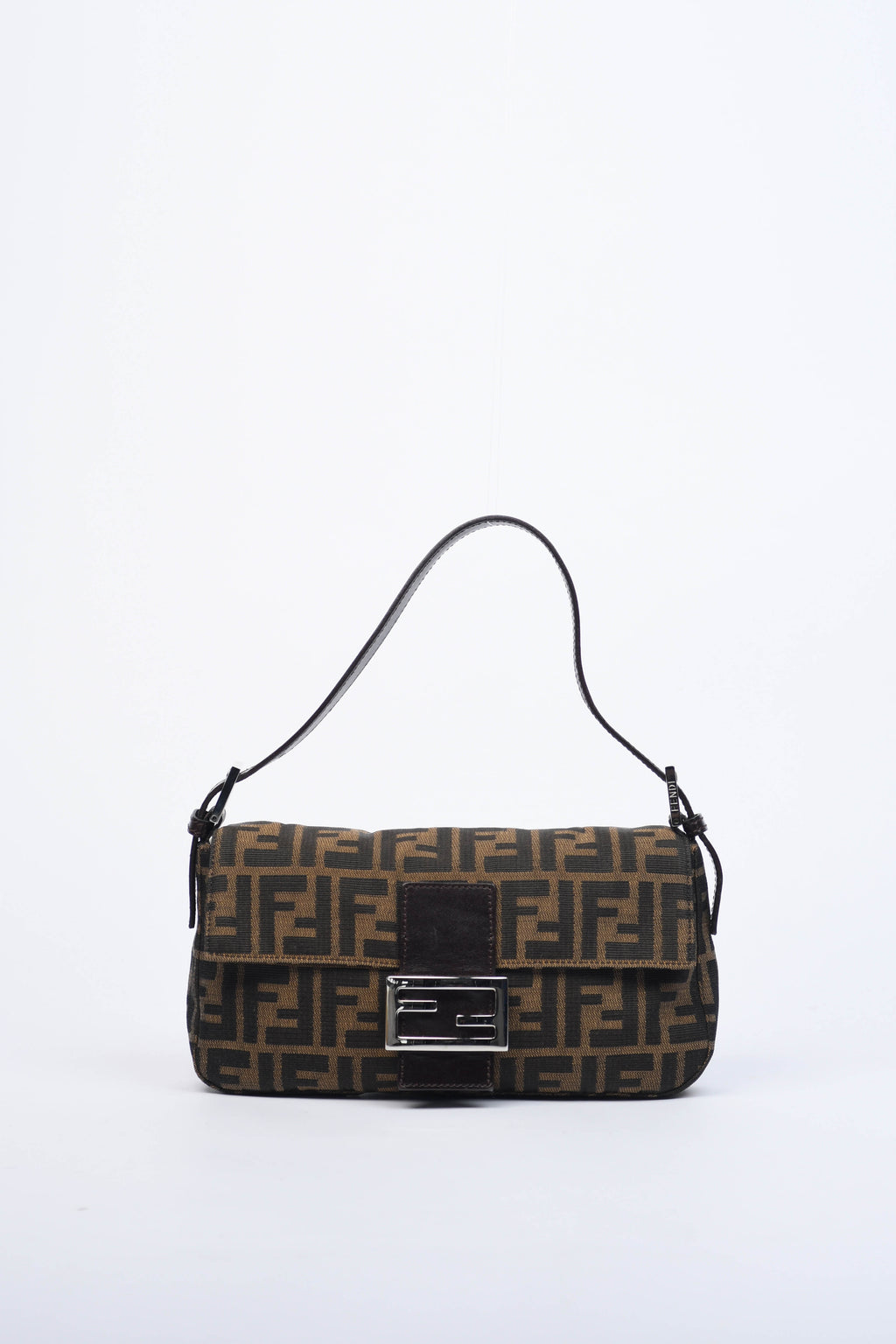 90s Fendi Zucca Baguette Monogram Shoulder Bag SHW