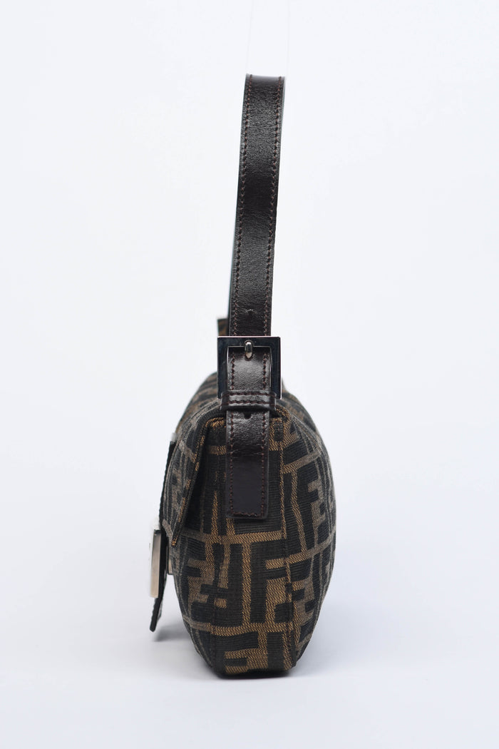 90s Fendi Zucca Baguette Monogram Shoulder Bag SHW