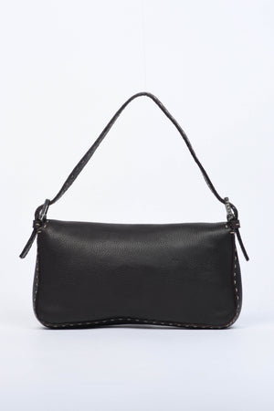 Vintage Fendi Brown Leather Selleria Baguette Shoulder Bag