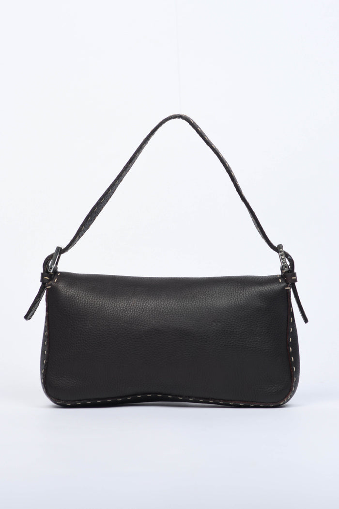 Vintage Fendi Brown Leather Selleria Baguette Shoulder Bag
