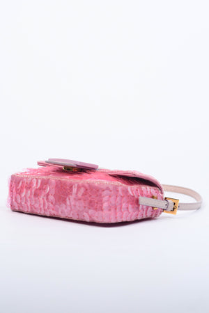 RARE Fendi Pink Sequin Mini Baguette Shoulder Bag
