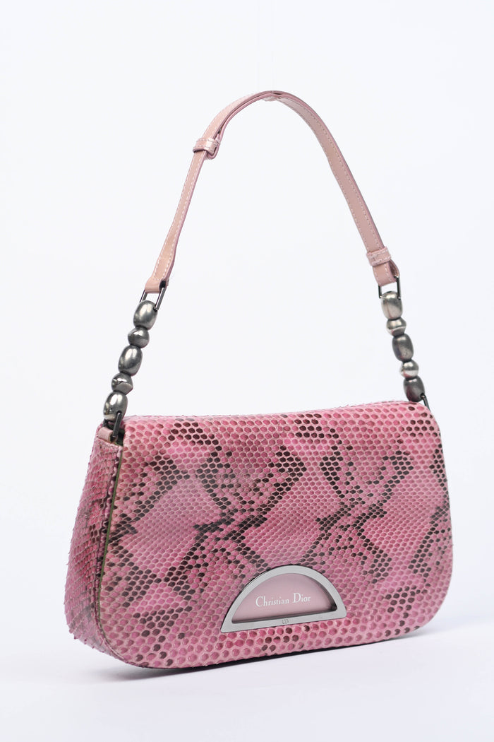 RARE Christian Dior Pink Python Malice Shoulder Bag