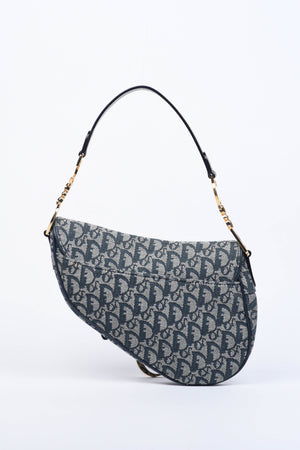 Vintage Christian Dior Navy Monogram Saddle Shoulder Bag