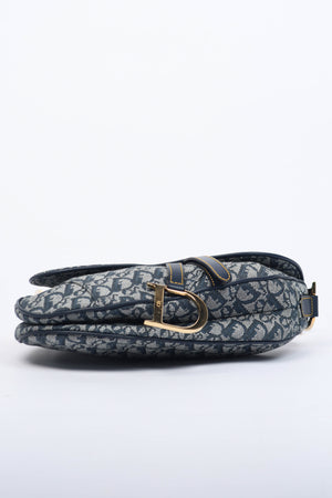 Vintage Christian Dior Navy Monogram Saddle Shoulder Bag