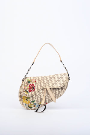 Vintage Christian Dior Floral Monogram Saddle Shoulder Bag