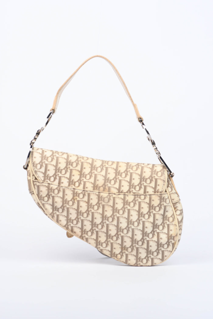 Vintage Christian Dior Floral Monogram Saddle Shoulder Bag
