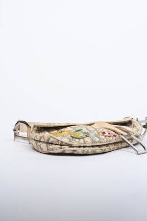 Vintage Christian Dior Floral Monogram Saddle Shoulder Bag