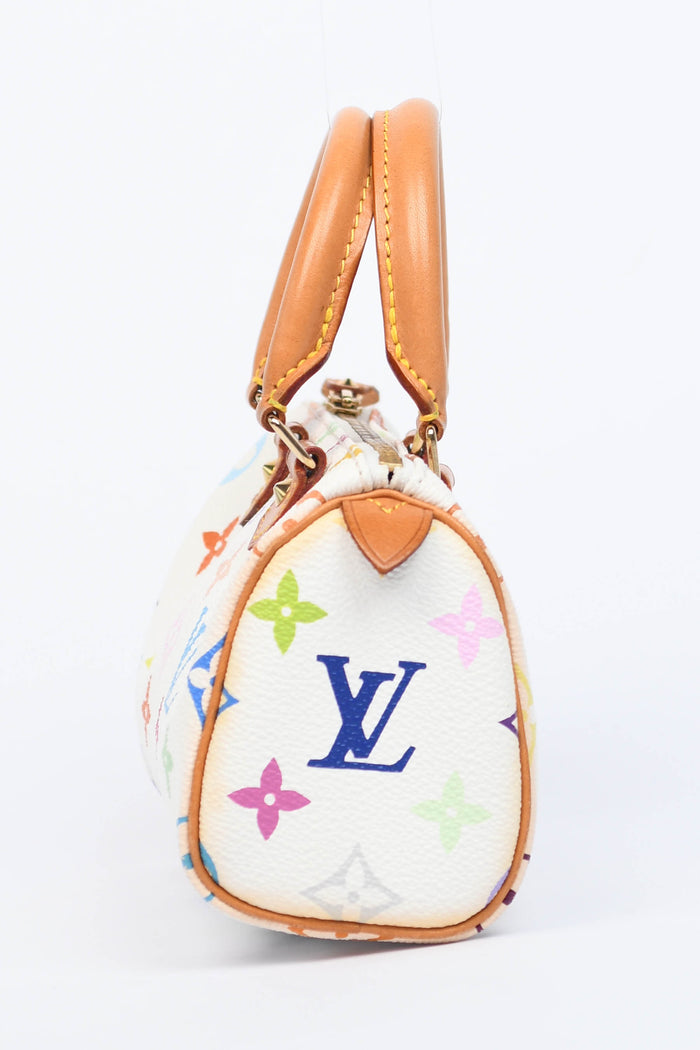 2000s Louis Vuitton x Takashi Murakami White Multicolour Nano Speedy