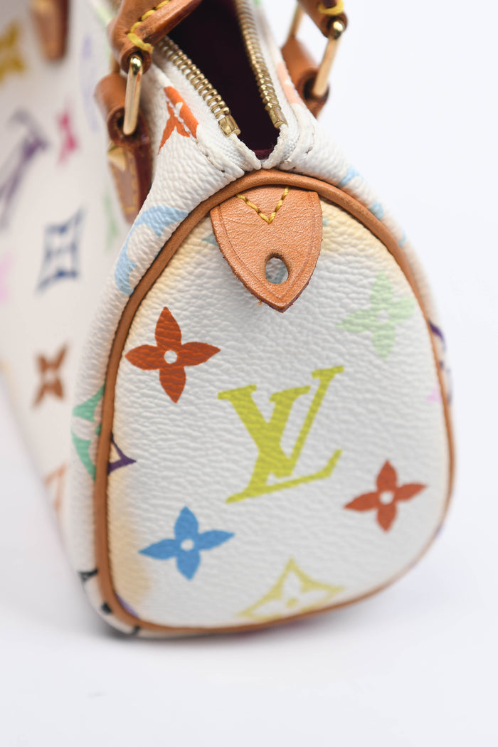 2000s Louis Vuitton x Takashi Murakami White Multicolour Nano Speedy
