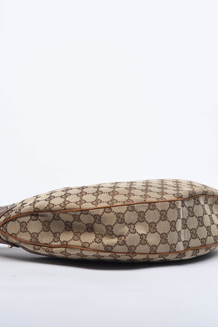 Vintage Gucci Monogram Bamboo Hobo Shoulder Bag